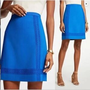 Ann Taylor Blue Skirt with Ribbon detail, Size 8